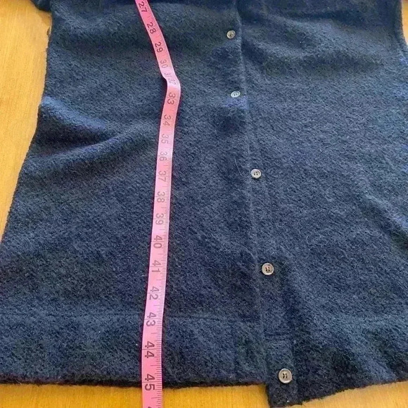 3 Dots Womens Long Black Cardigan buttons acrylic poly mohair wool blend  M - Picture 5 of 14
